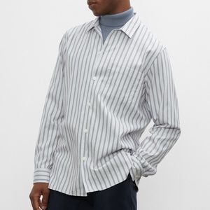 Long Sleeve Striped Standard Shirt - Brand New - NEVER WORN - Grey Stripe